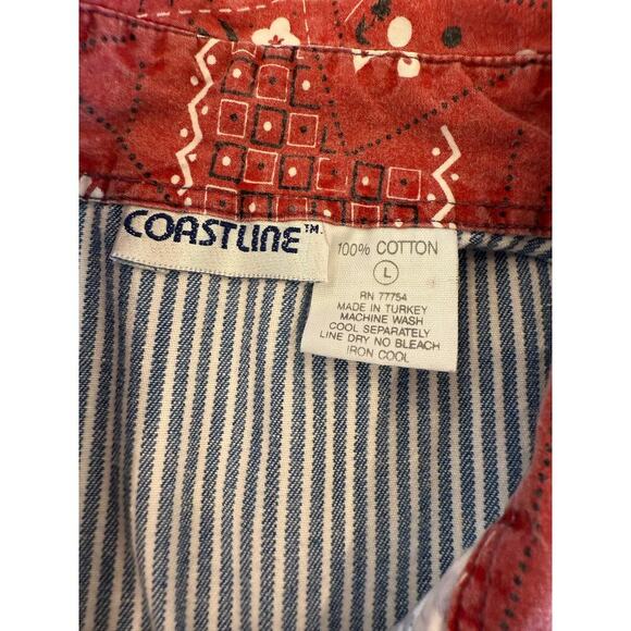 Vintage Coastline Sleeveless Button Up Western Coastal Grandma Large Cotton - Picture 5 of 6